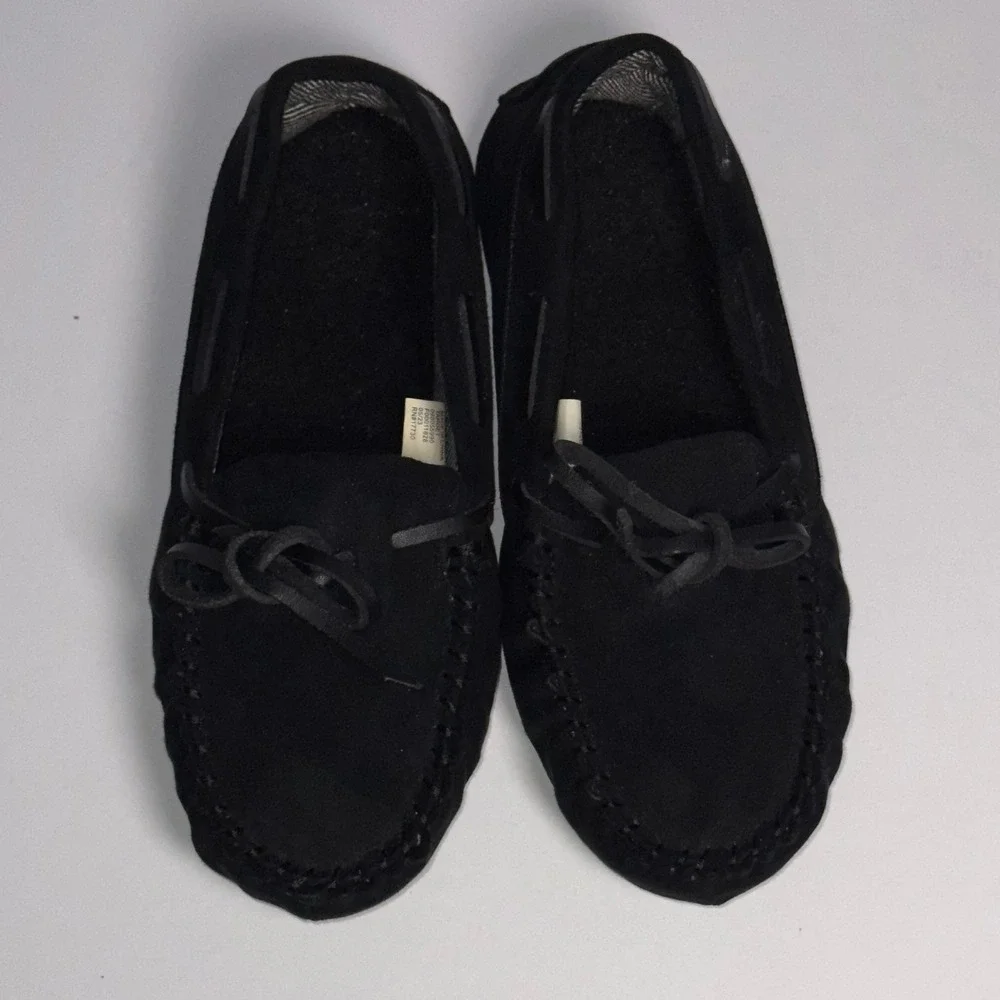 Cat & Jack Boys Black Lionel Moccasin‎ Slippers Size 1